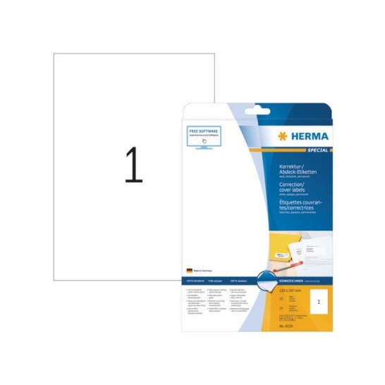 HERMA Special Etiket ILC Correctie 210 x 297 mm (pak 25 stuks)