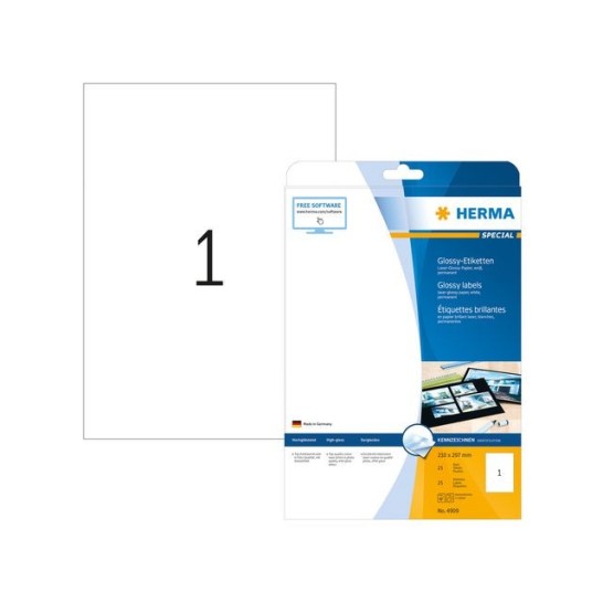 HERMA Special Etiket LC 210 x 297 mm Glossy Wit (pak 25 stuks)
