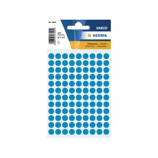 HERMA Special Etiket Rond 8 mm Blauw (doos 10 x 540 stuks)