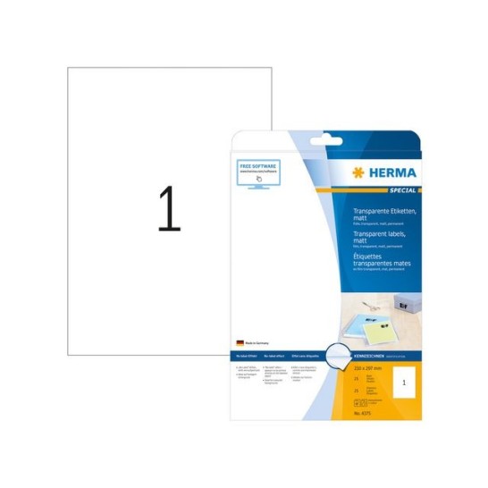 HERMA Transparante folie etiketten 210x297 mm 4375 (pak 25 stuks)