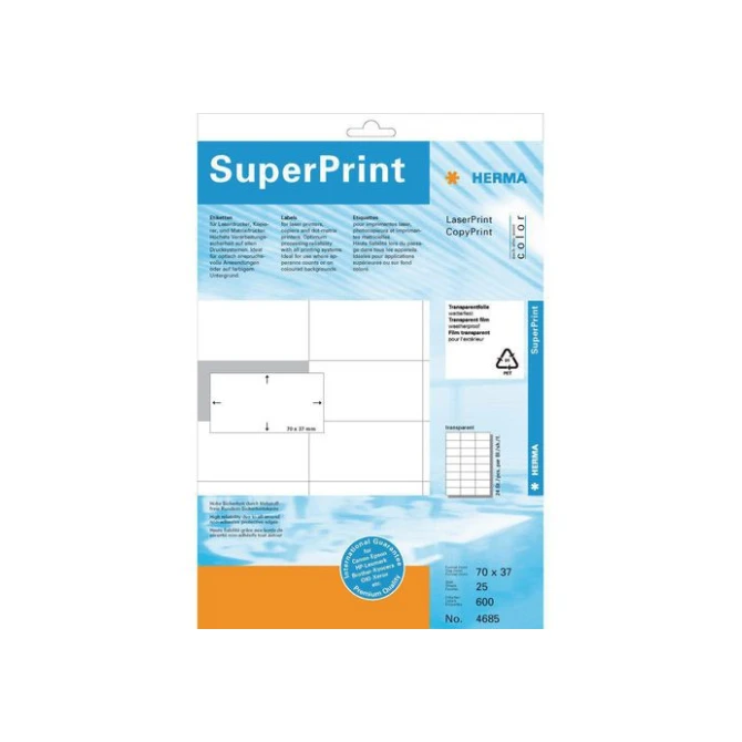 HERMA Transparante folie etiketten 70x37 mm (pak 600 stuks)