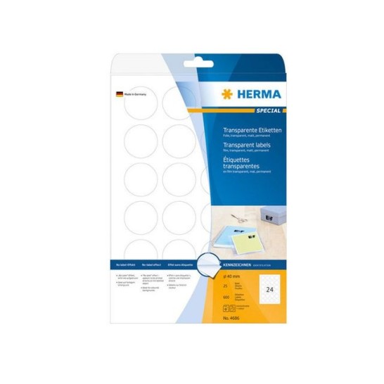 HERMA Transparante folie etiketten diameter 40 mm (pak 600 stuks)
