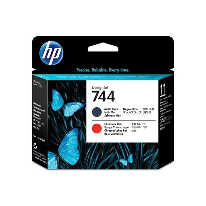 HP 744 (F9J88A) printkop mat zwart en chromatic red (origineel)
