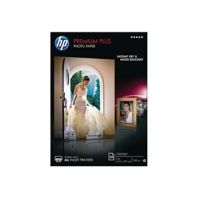 HP Premium Plus Fotopapier voor Inkjet A4 280 g/m² Wit Glanzend 20 vel (pak 20 vel)