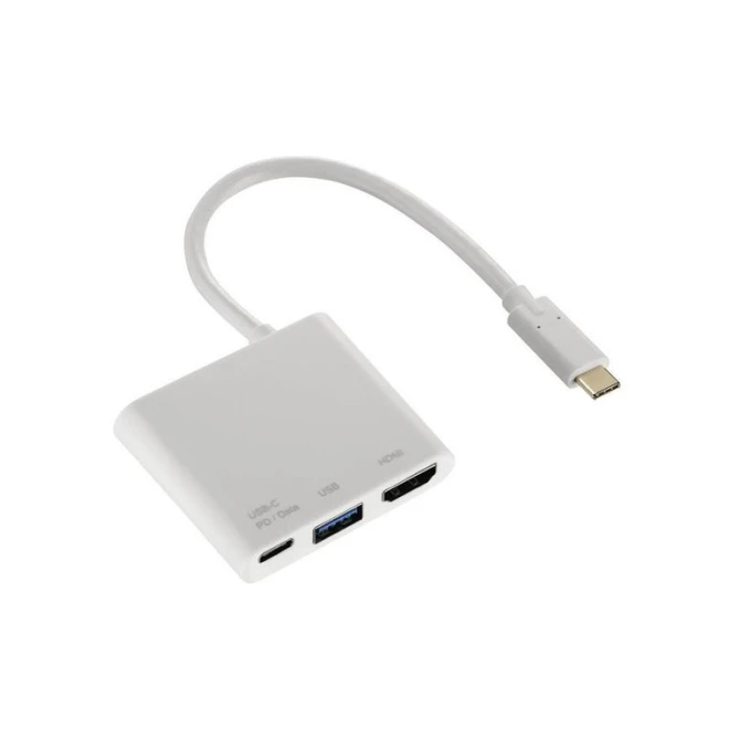 Hama Adapter 3-in-1 USB-C Multiport USB-C HDMI en USB 31 Wit