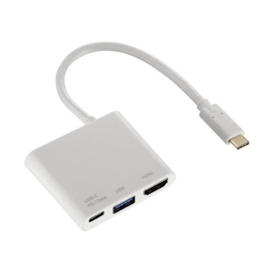 Hama Adapter 3-in-1 USB-C Multiport USB-C HDMI en USB 31 Wit