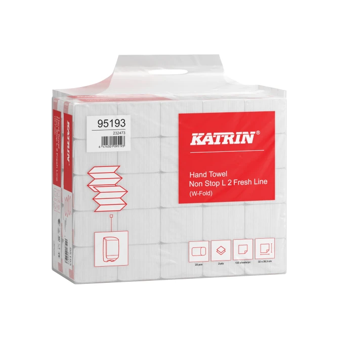 KATRIN 95193 Handdoek 2-laags 20x32cm wit 135 vel (doos 25 pakken)