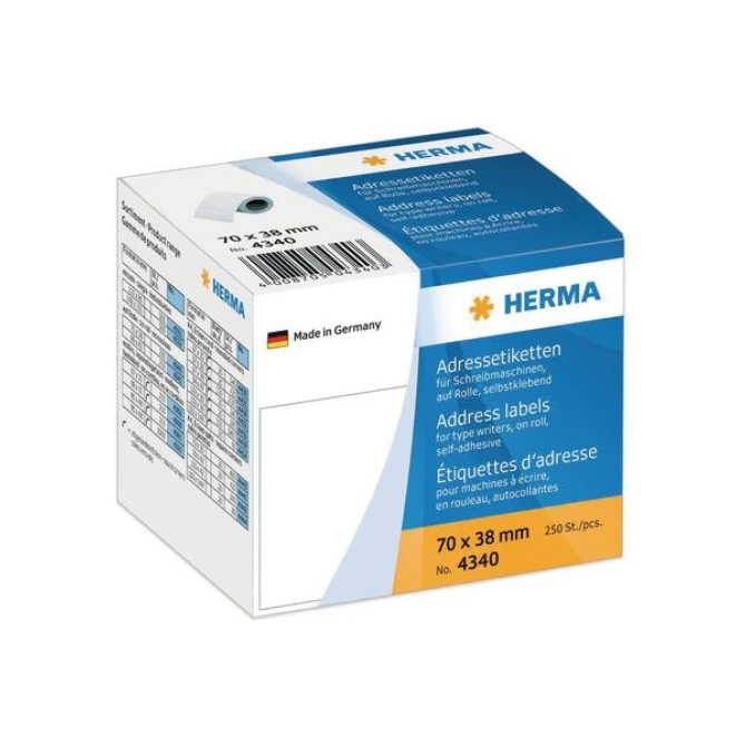 HERMA Etiket op rollen 70 x 38 mm wit (rol 250 stuks) HERMA Etiket op rollen 70 x 38 mm wit (rol 250 stuks)