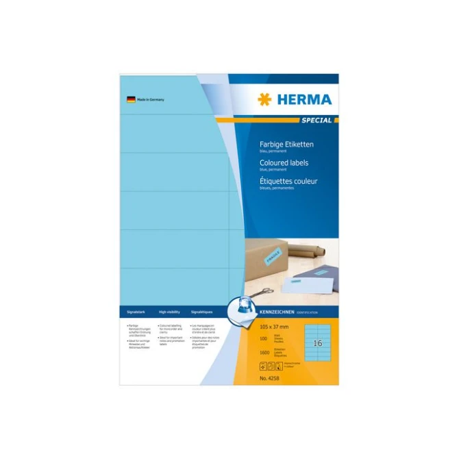 HERMA Etiketten 105 x 37 mm 1600 stuks blauw (pak 1600 stuks)