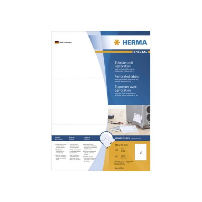HERMA Etiketten met perforatie 99 x 210 mm 300 stuks (pak 300 stuks)