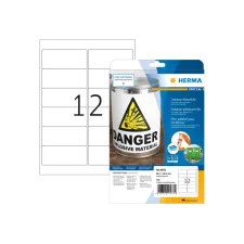 Herma Folie-etiket Weervast Outdoor 99.1 x 42.3 mm Wit (10 vellen x 12 etiketten) Herma Folie-etiket Weervast Outdoor 99.1 x 42.3 mm Wit (10 vellen x 12 etiketten)