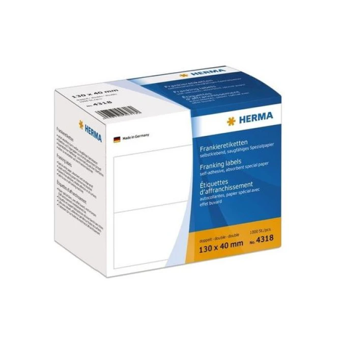 HERMA Frankeeretiketten 130 x 40 mm 500 vellen 2 etiketten per vel wit (pak 1000 stuks)