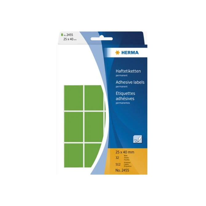 HERMA Gekleurde etiketten 25x40 mm groen (pak 512 stuks) HERMA Gekleurde etiketten 25x40 mm groen (pak 512 stuks)