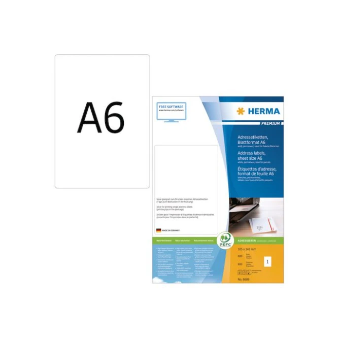 HERMA HERMA Premium - adresetiketten - 800 etiket(ten) - A6 (pak 800 stuks) HERMA HERMA Premium - adresetiketten - 800 etiket(ten) - A6 (pak 800 stuks)