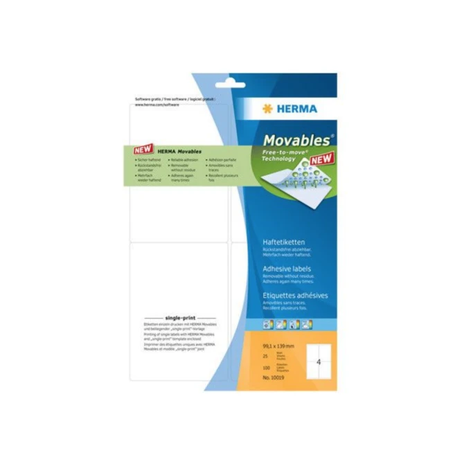 HERMA Herpositioneerbare etiketten met ronde hoeken (pak 100 stuks)