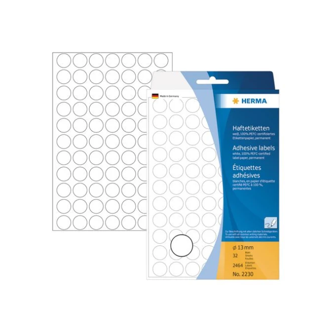 HERMA Markeer etiket Diameter 13 mm wit (pak 2464 stuks) HERMA Markeer etiket Diameter 13 mm wit (pak 2464 stuks)