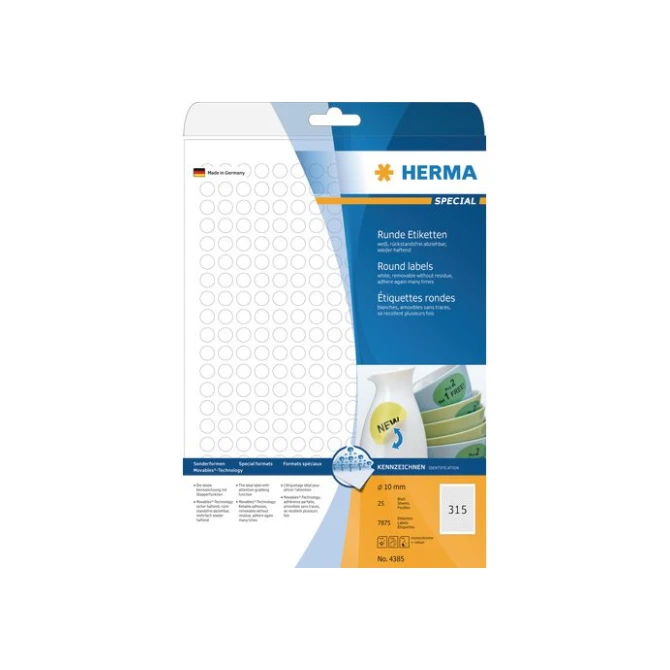 HERMA Markeer etiketten Diameter 10 mm wit (pak 7875 stuks)