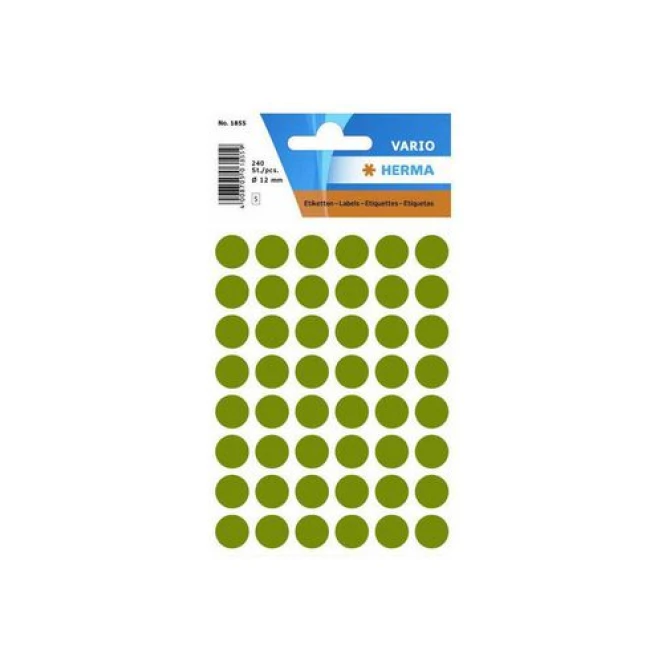 HERMA Markeer punten diameter 12 mm rond donkergroen (pak 240 stuks) HERMA Markeer punten diameter 12 mm rond donkergroen (pak 240 stuks)