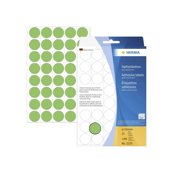 Herma Markeer punten diameter 19 mm rond groen (pak 1280 stuks) Herma Markeer punten diameter 19 mm rond groen (pak 1280 stuks)