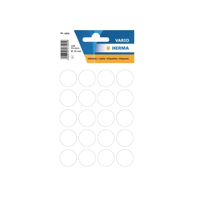 HERMA Markeer punten diameter 19 mm rond wit (pak 100 stuks) HERMA Markeer punten diameter 19 mm rond wit (pak 100 stuks)