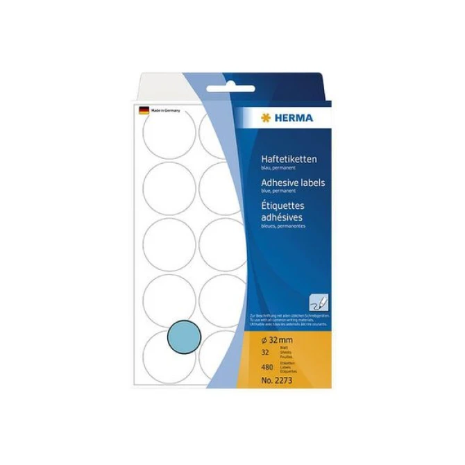 HERMA Markeer punten diameter 32 mm rond blauw (pak 480 stuks)