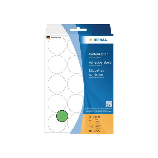 HERMA Markeer punten diameter 32 mm rond groen (pak 480 stuks) HERMA Markeer punten diameter 32 mm rond groen (pak 480 stuks)