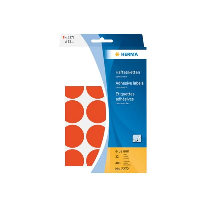 HERMA Markeer punten diameter 32 mm rond rood (pak 480 stuks) HERMA Markeer punten diameter 32 mm rond rood (pak 480 stuks)