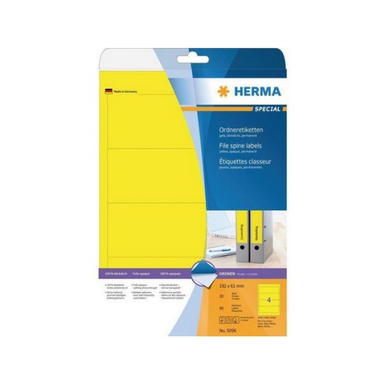 Herma Ordneretiketten 192x61 mm geel (pak 80 stuks)
