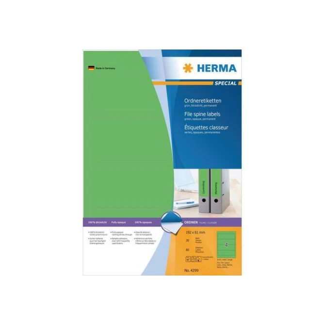 Herma Ordneretiketten 192x61 mm groen (pak 80 stuks) Herma Ordneretiketten 192x61 mm groen (pak 80 stuks)