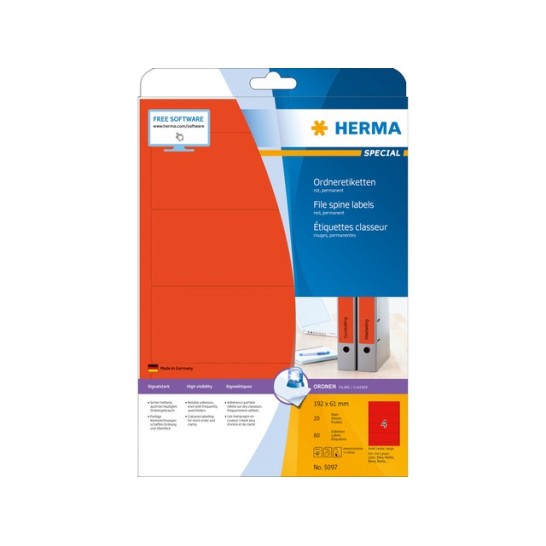 Herma Ordneretiketten 192x61 mm rood (pak 80 stuks)