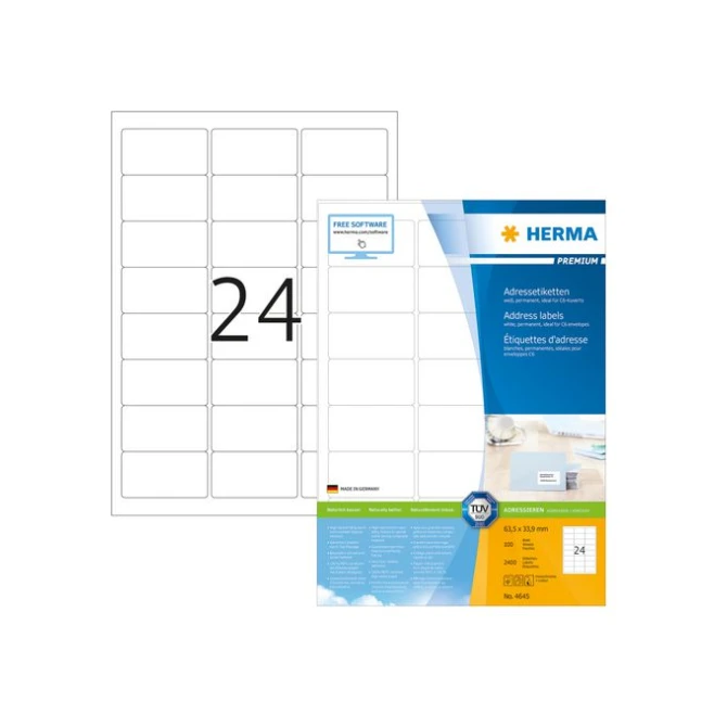 HERMA PREMIUM etiketten met ronde hoeken 635x339 mm 4645 (pak 2400 stuks)
