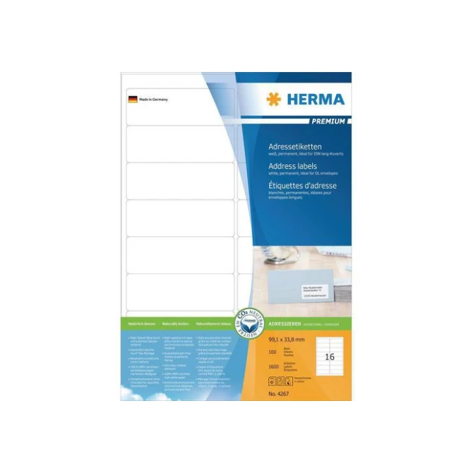 HERMA PREMIUM etiketten met ronde hoeken 991x338 mm 4267 (pak 1600 stuks)