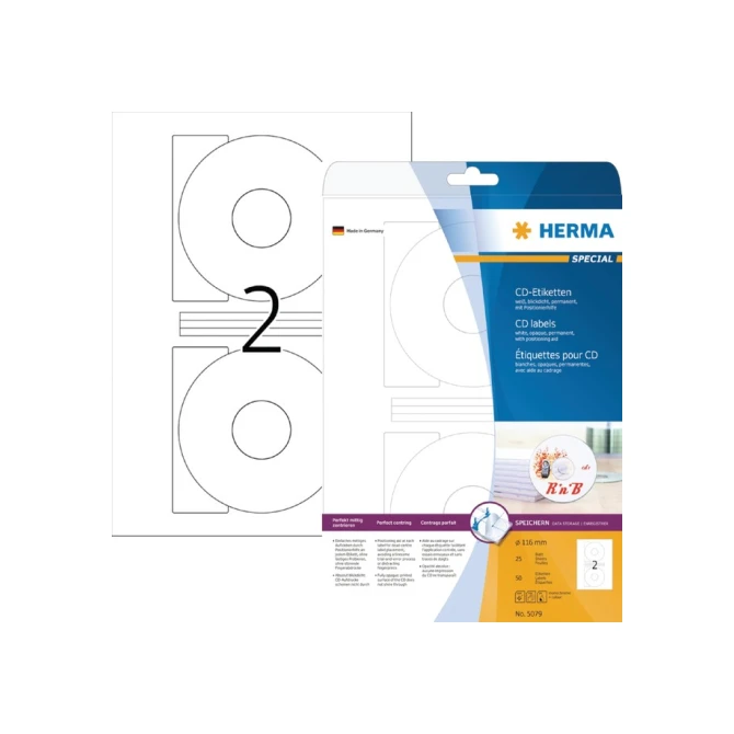 HERMA Etiket ILC 116mm CD wt/pk 50 HERMA Etiket ILC 116mm CD wt/pk 50