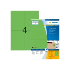 Herma Permanent gekleurd papieretiket 105 x 148 mm 100 vellen 4 etiketten per A4-vel groen (pak 400 stuks)