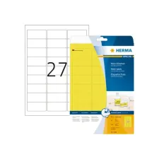 Herma Permanent papieretiket fluorescerend 63.5 x 29.6 mm 20 vellen 27 etiketten per A4-vel neongeel (pak 540 stuks)