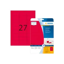 HERMA Permanent papieretiket fluorescerend 635 x 296 mm 20 vellen 27 etiketten per A4-vel neonrood (pak 540 stuks) HERMA Permanent papieretiket fluorescerend 635 x 296 mm 20 vellen 27 etiketten per A4-vel neonrood (pak 540 stuks)