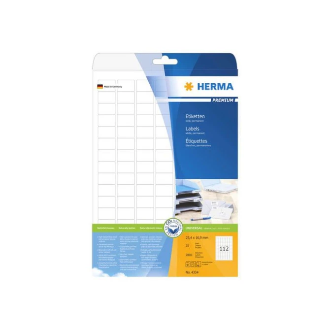 HERMA Premium permanent papieretiket 254 x 169 mm 25 vellen 112 etiketten per A4-vel wit (pak 2800 stuks)
