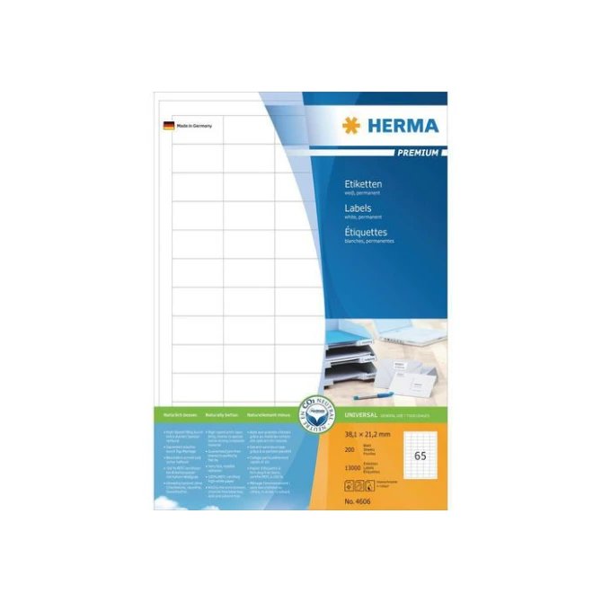 HERMA Premium permanent papieretiket 381 x 212 mm rechte hoek wit (pak 13000 stuks)