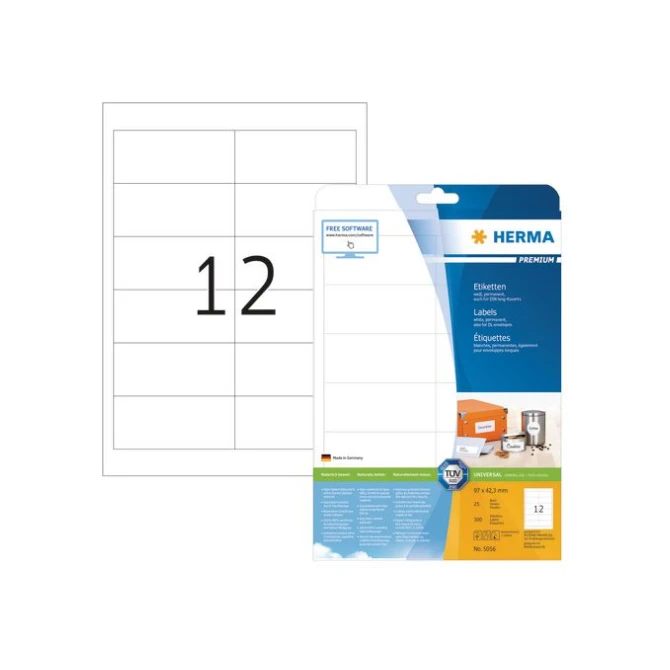 HERMA Premium permanent papieretiket 97 x 423 mm rechte hoek wit (pak 300 stuks)