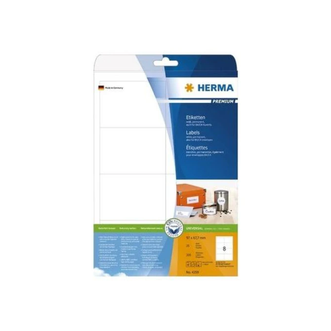 HERMA Premium permanent papieretiket 97 x 677 mm rechte hoek wit (pak 200 stuks)
