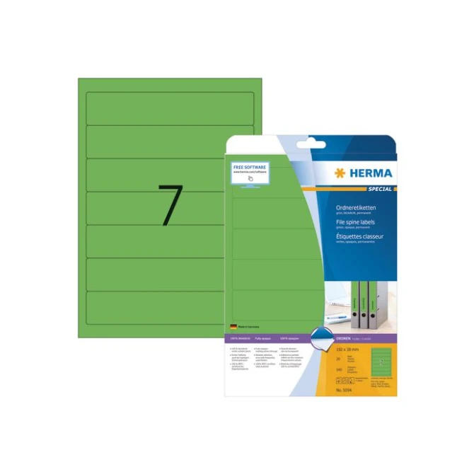 HERMA Rugetiketten 192 x 38 groen (pak 140 stuks) HERMA Rugetiketten 192 x 38 groen (pak 140 stuks)