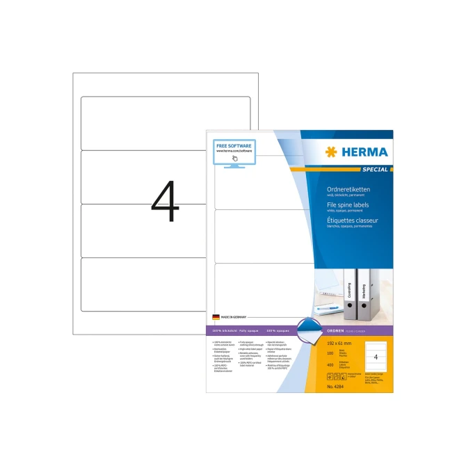 Herma Rugetiketten 192x61 mm wit (pak 400 stuks) Herma Rugetiketten 192x61 mm wit (pak 400 stuks)
