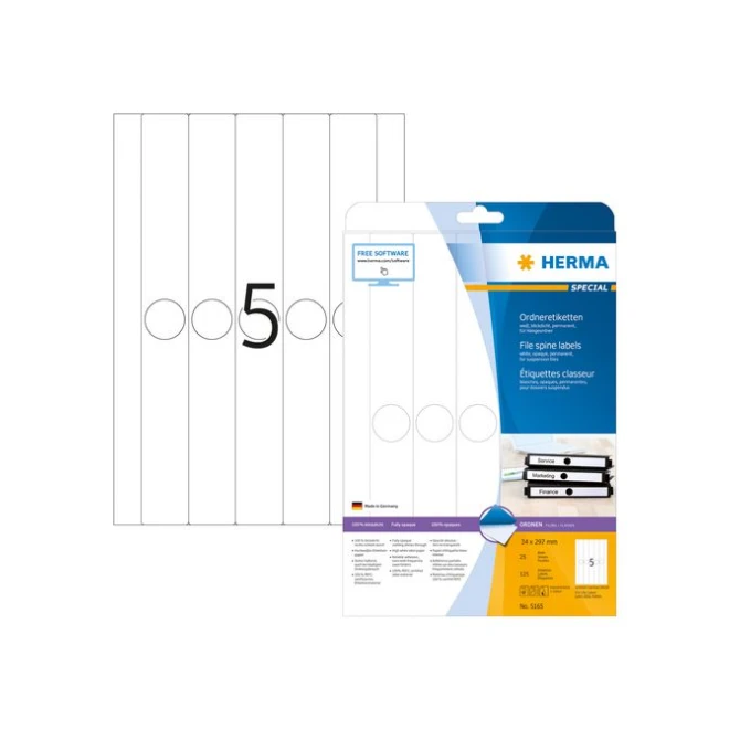 HERMA Rugetiketten 297 x 34 mm wit (pak 125 stuks)