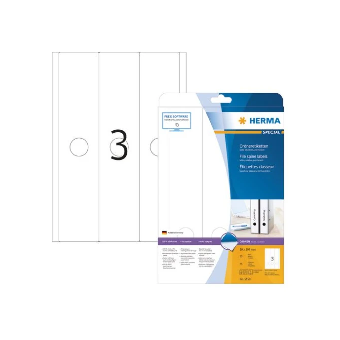 HERMA Rugetiketten 297 x 59 mm wit (pak 75 stuks) HERMA Rugetiketten 297 x 59 mm wit (pak 75 stuks)