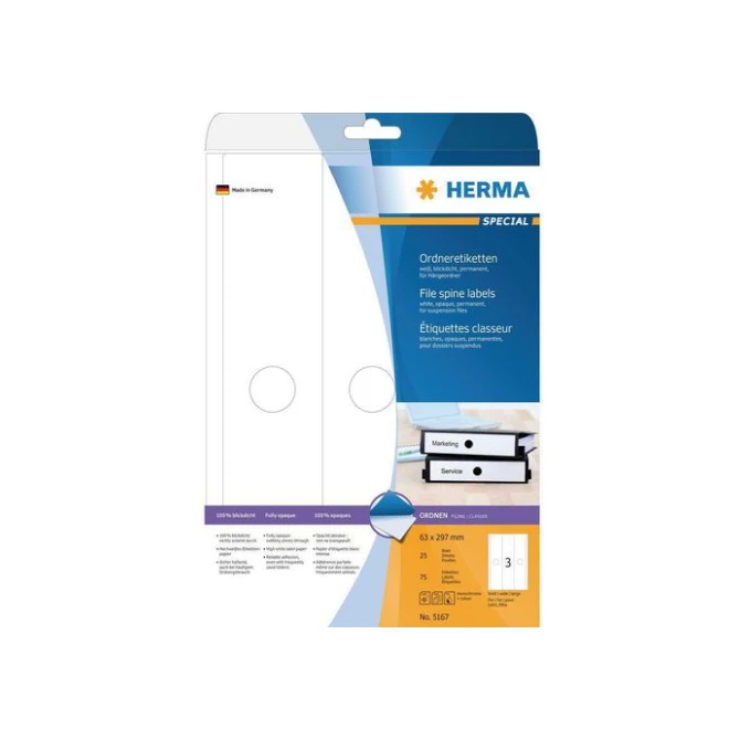 HERMA Rugetiketten 297x63 mm wit (pak 75 stuks)