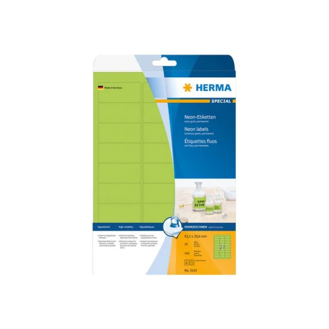 HERMA Special Etiket 63 x 30 mm Fluor Groen (pak 540 stuks) HERMA Special Etiket 63 x 30 mm Fluor Groen (pak 540 stuks)
