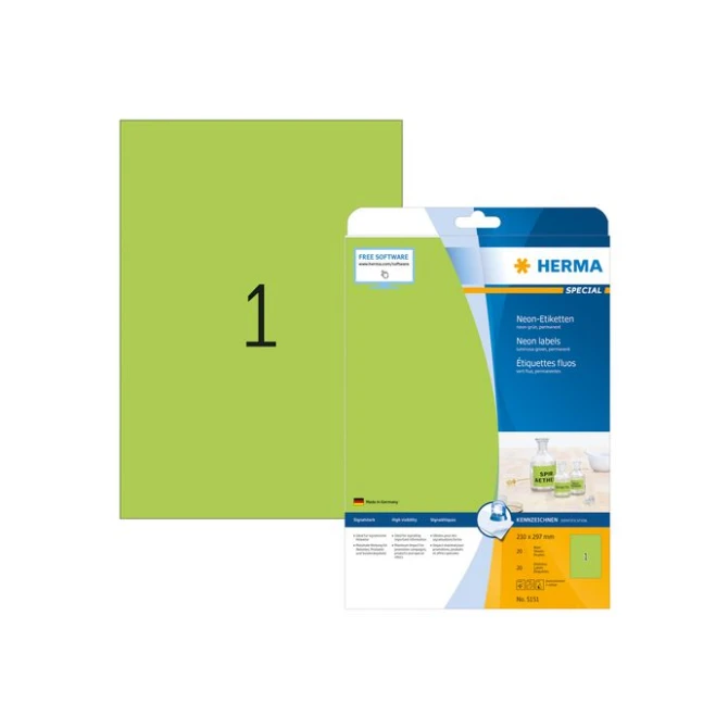 HERMA Special Etiket ILC 297 x 210 mm Fluor Groen (pak 20 stuks)