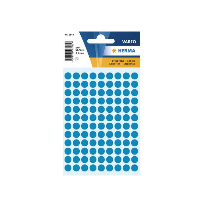 HERMA Special Etiket Rond 8 mm Blauw (doos 10 x 540 stuks) HERMA Special Etiket Rond 8 mm Blauw (doos 10 x 540 stuks)