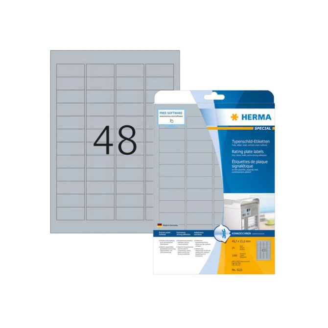 HERMA Typeplaatje-etiketten 457x212 mm zilver matt (pak 1200 stuks)