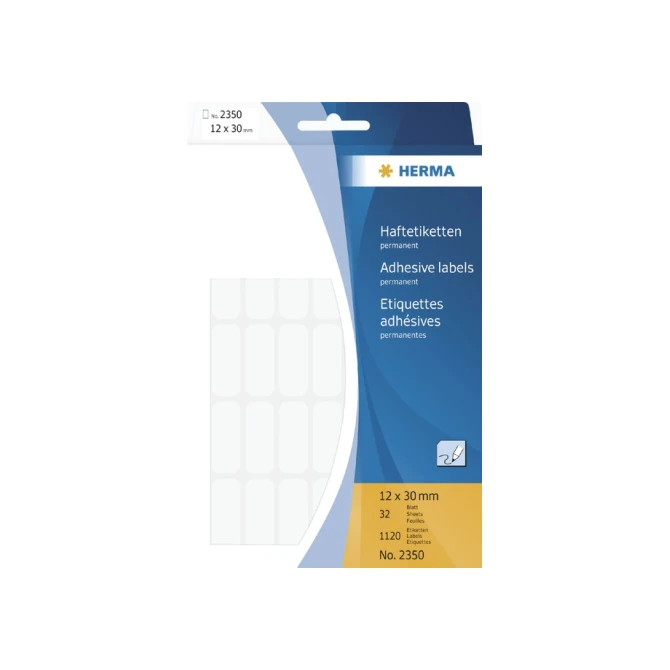 HERMA Universele etiketten met ronde hoeken 12x30 mm 2350 (pak 1120 stuks) HERMA Universele etiketten met ronde hoeken 12x30 mm 2350 (pak 1120 stuks)